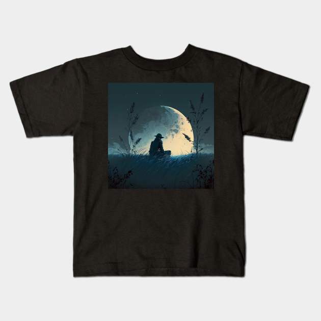 Full Moon and Full Sadness Kids T-Shirt by Smile Moon